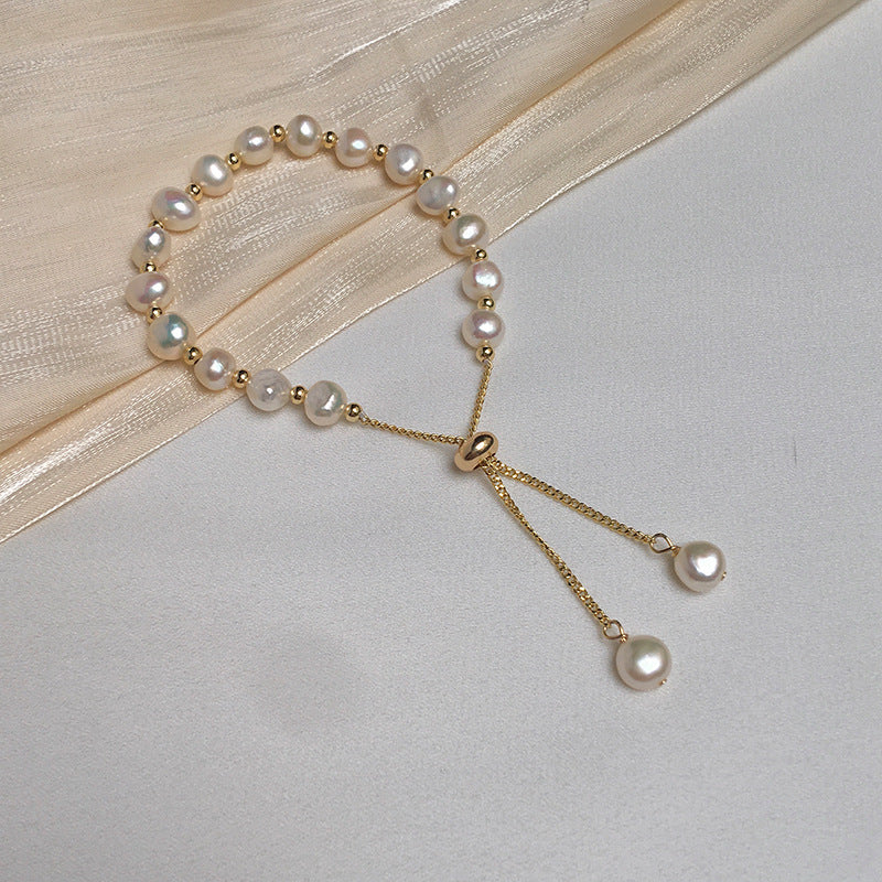 Natural Freshwater Baroque Shaped Pearl Pull Bracelets