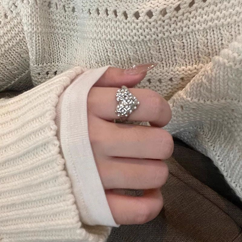 Gentle Sier Wide Version Love Pearl Rings