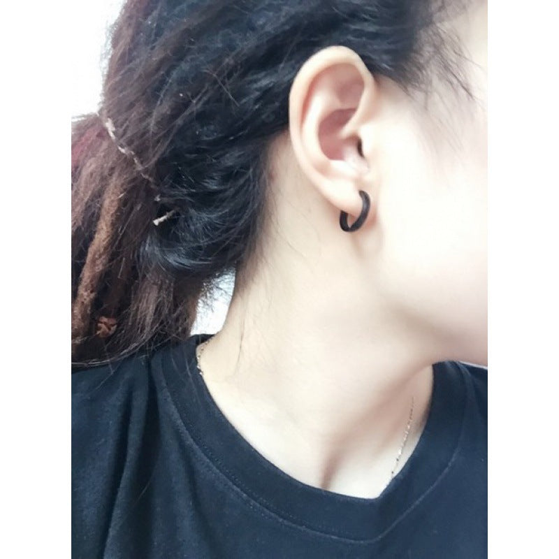 Men's Hop Narrow Curved Surface Earclip Titanium Steel Ear Buckle