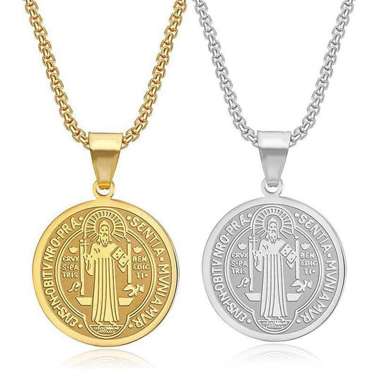 Men's Stainless Steel Priest St. Benedict Exorcist Necklaces