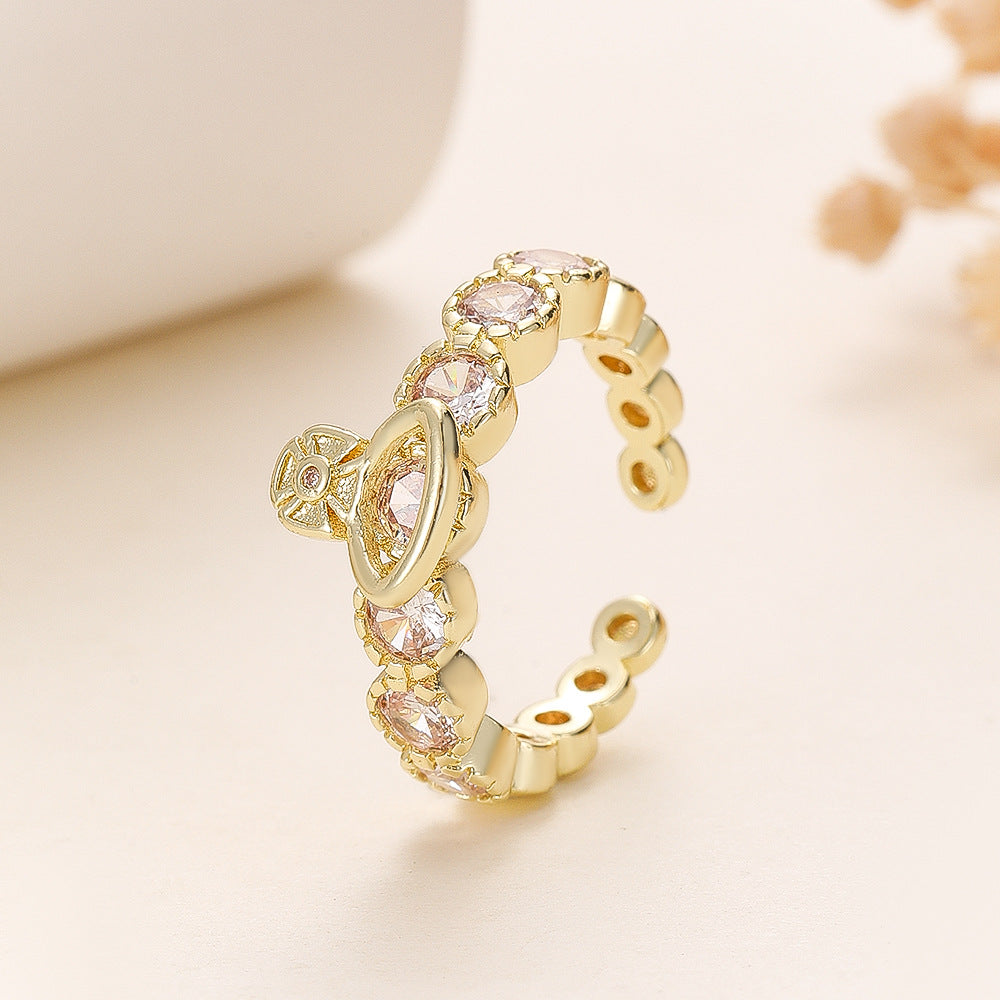 Super Fairy Saturn Zircon Female Fashion Style Design High-grade Light Rings