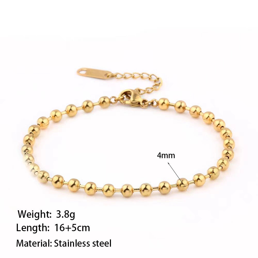 Women's Steel Lucky Beads Ball Gold Classic Design Simple Bracelet