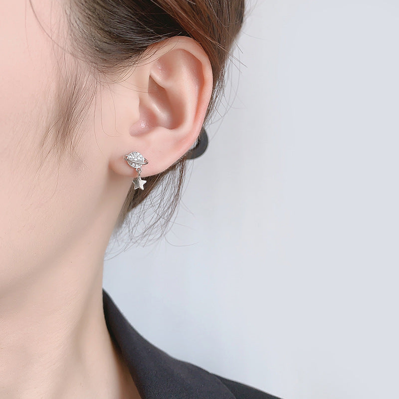 Women's Korean Style Zircon Universe Ear Bone Niche Senior Stud Earrings