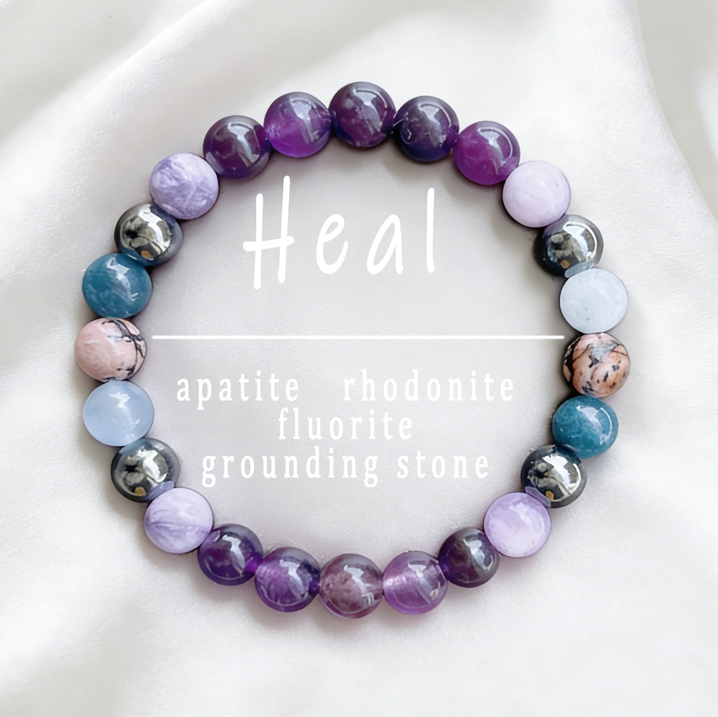 Amethyst Apatite Red Rose Handmade Beaded Bracelet