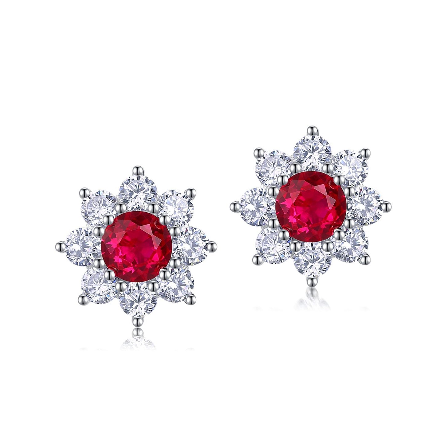 Sterling Sier Inlaid Ruby High Sense Sun Flower Rings