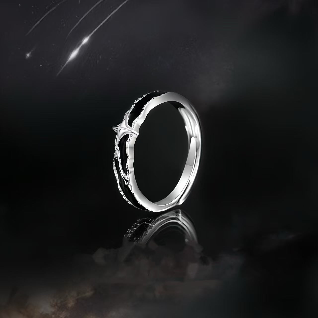 Men's Metal Fashion Dark Style Epoxy Asterism Open Ring