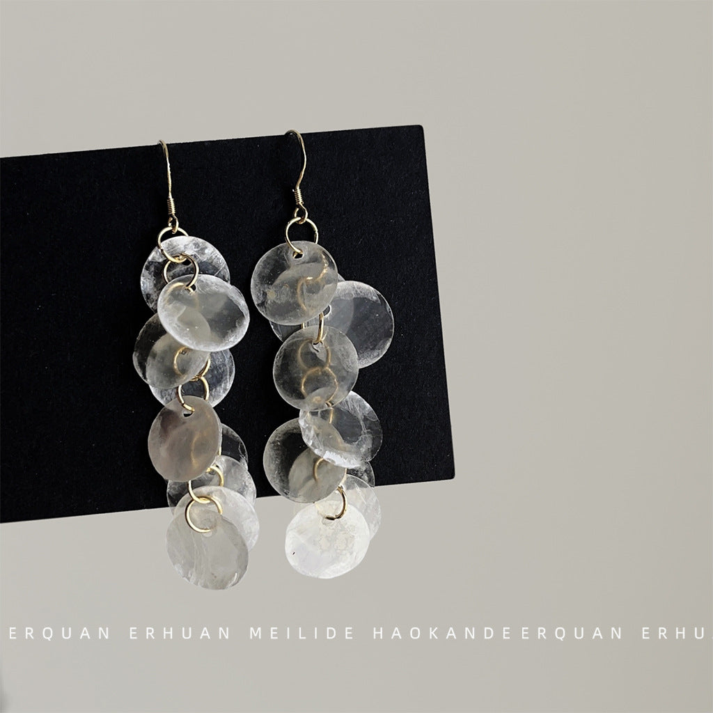 Plated Creative Design Temperament Beautiful Shell Crystal Female Earrings