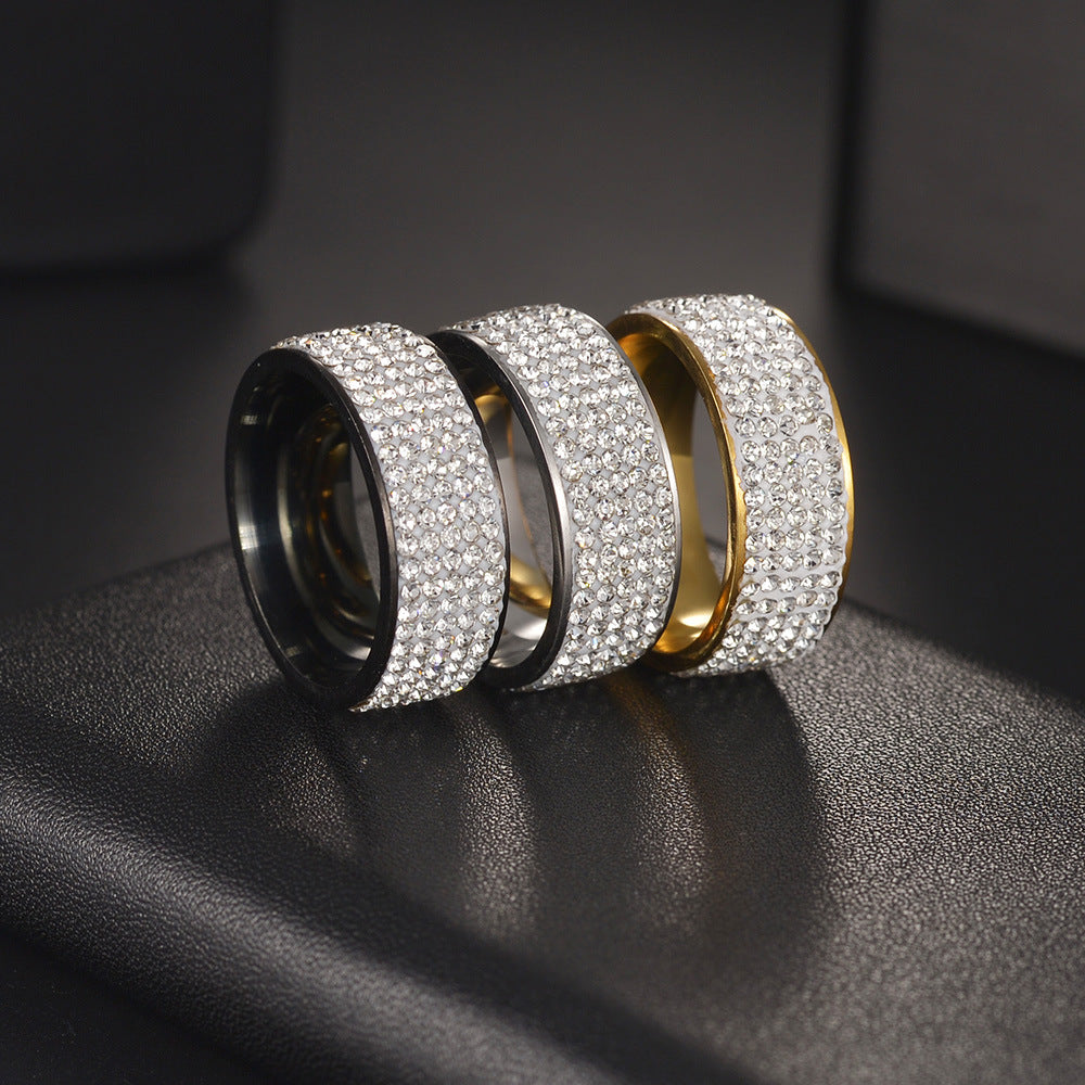 Men's Diamond Street Titanium Steel Trendy Hip Hop Cool Ring