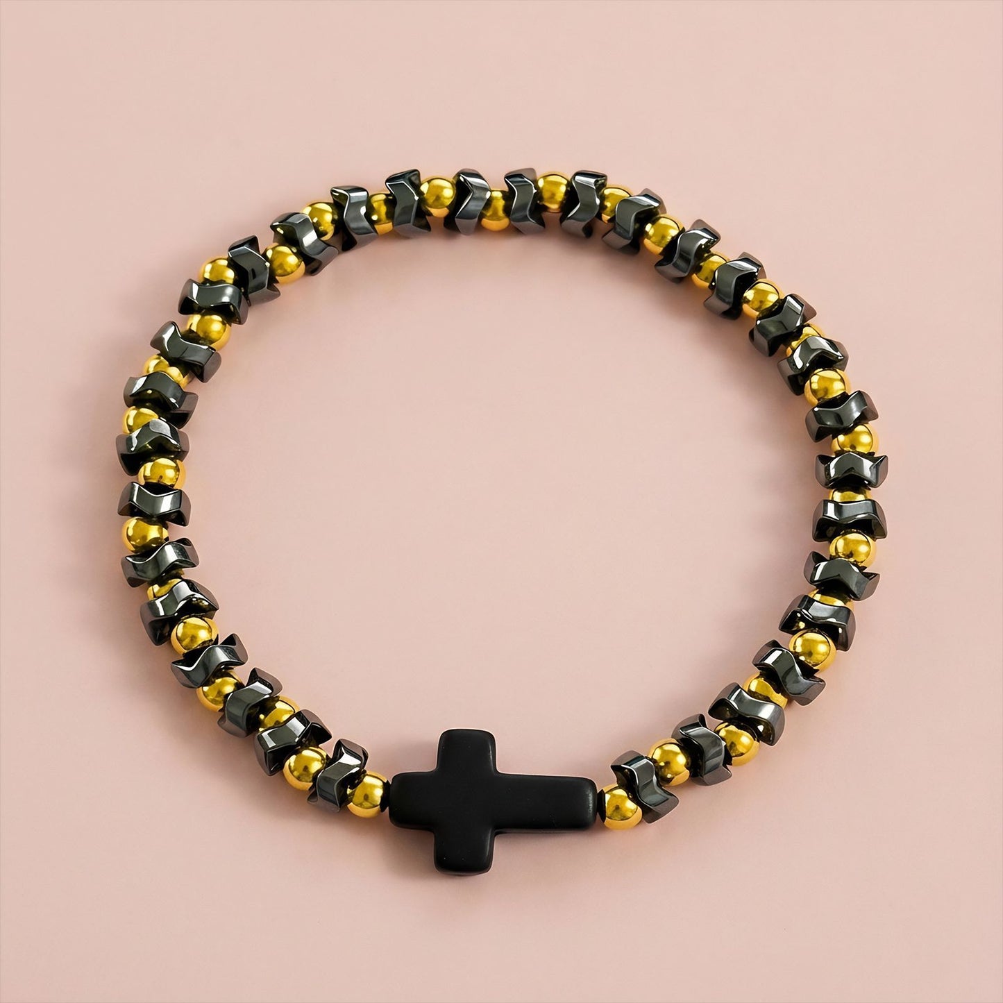 Stainless Steel Golden Balls Beaded Fashion Stretch Bracelets