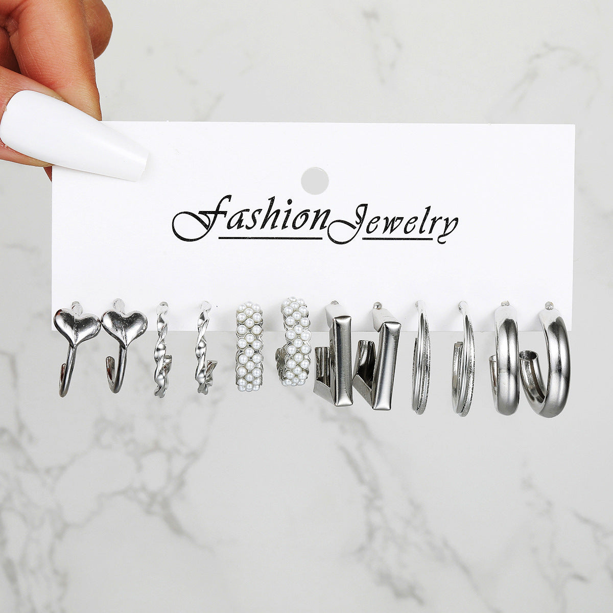 Ear Square Geometric Vintage Pearl Hepburn Style Earrings