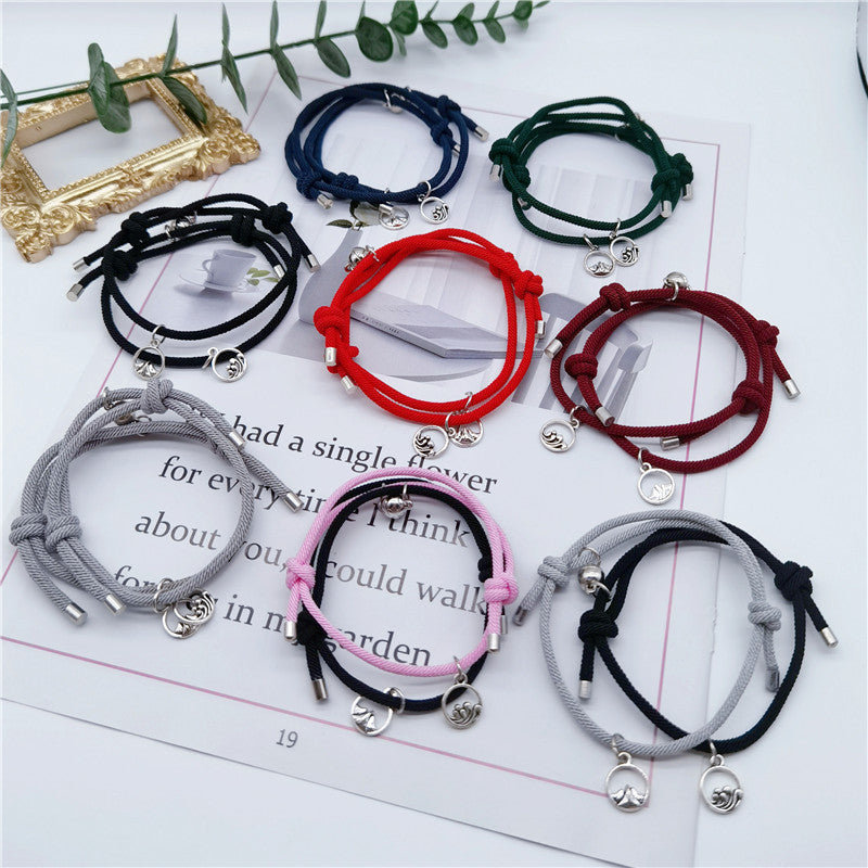 Women's & Men's Couple Magnet Attract True Pair And Woven Bracelets