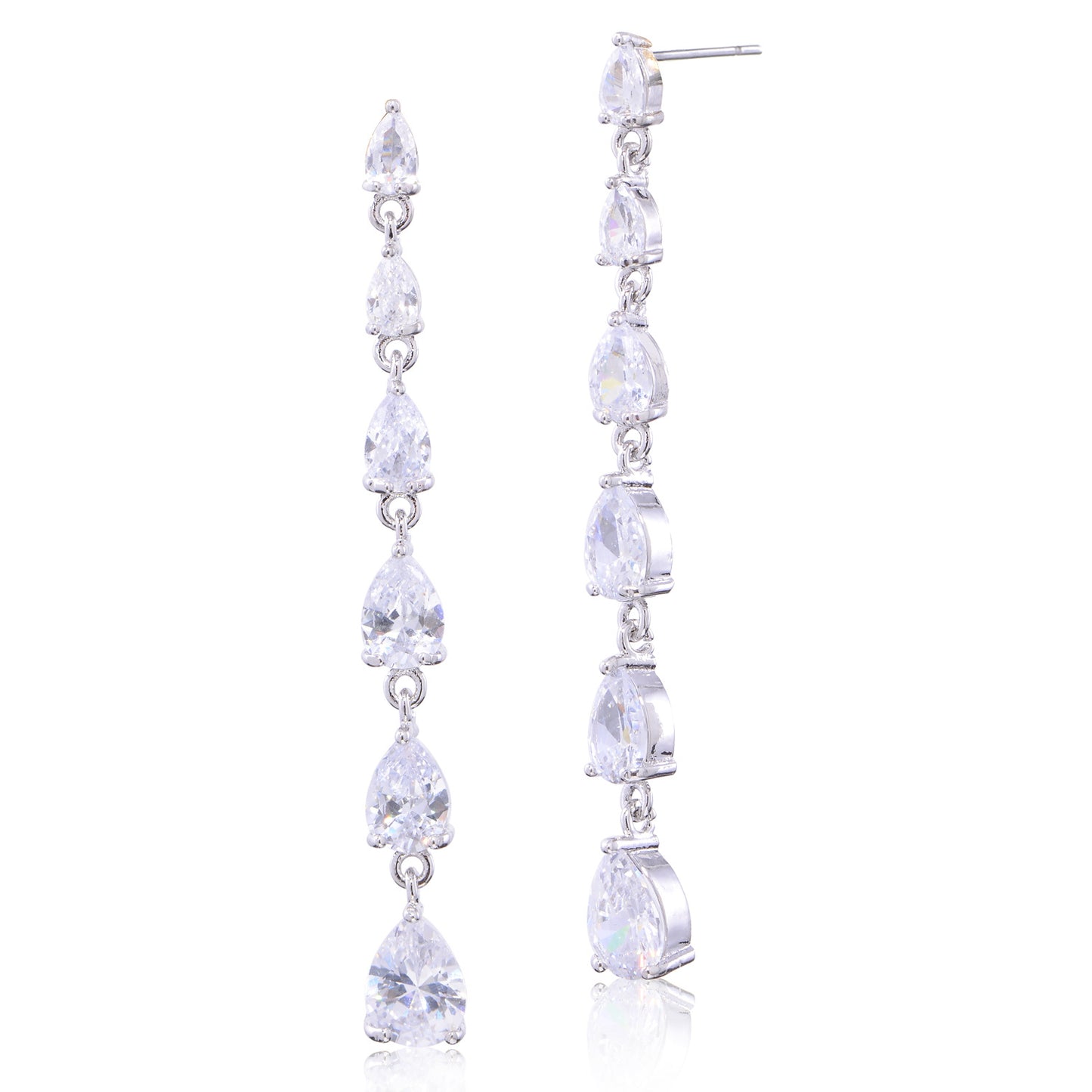 Zircon Water Drop Electroplated Sier Needle Simple Earrings
