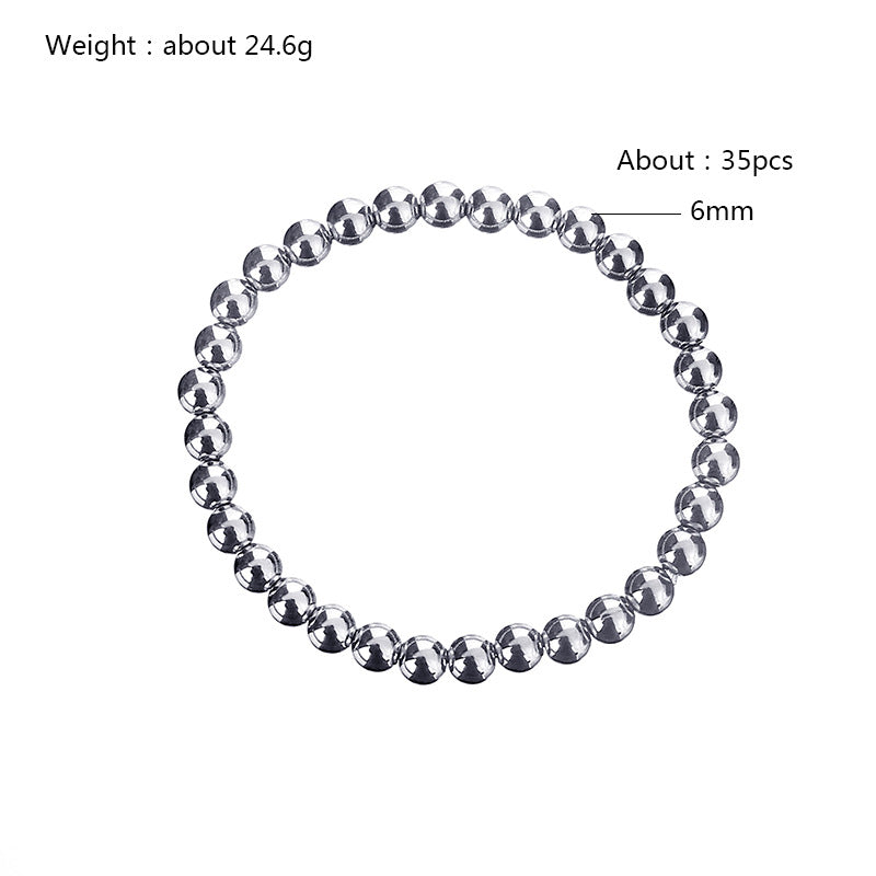 Women's Simple Beaded No Waterproof Hard-wearing Stainless Steel Beads Elastic Bracelets