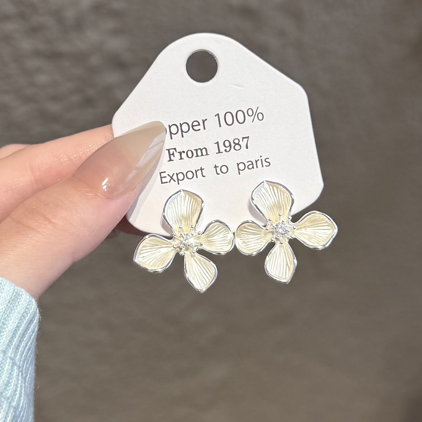 Women's Clear Blue Zirconium Pearl Pink Flower Multi Optional Earrings