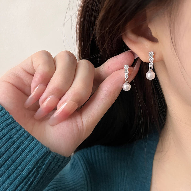 Women's Trendy Sterling Pearl Tassel Diamond Retro Personality Fashion Minority Rings