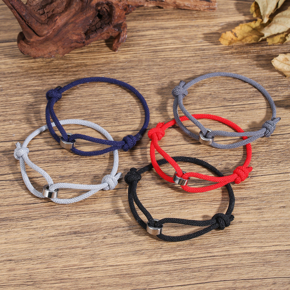 Men's Milan Rope Sliding Adjustable Braided Winding Chain Stainless Bracelets
