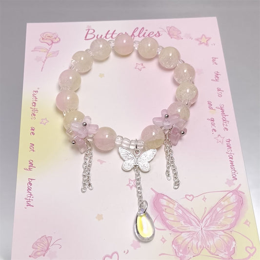 Style Crystal Peach Blossom Butterfly Water Drop Female Niche Design Bracelet