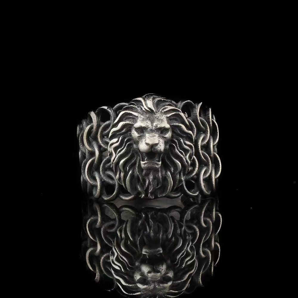 Ornament Gold Lion's Head Fashion Domineering Rings