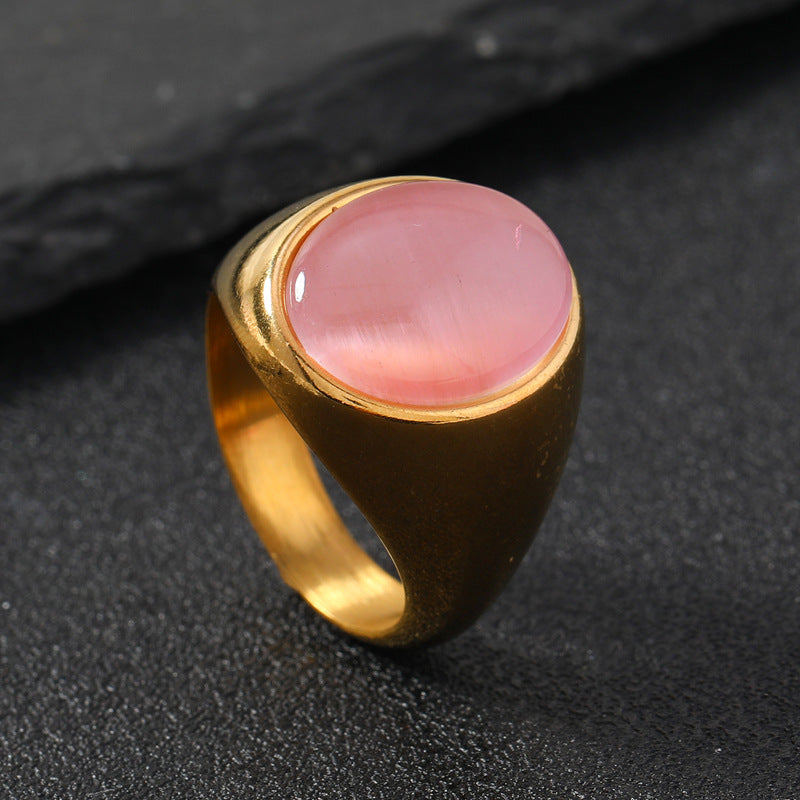 Gem Light Luxury High-grade Vintage Stainless Rings