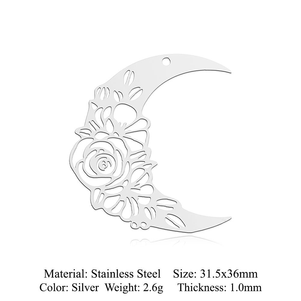 Sunrise Titanium Steel Flower Moon Ornament Pendants