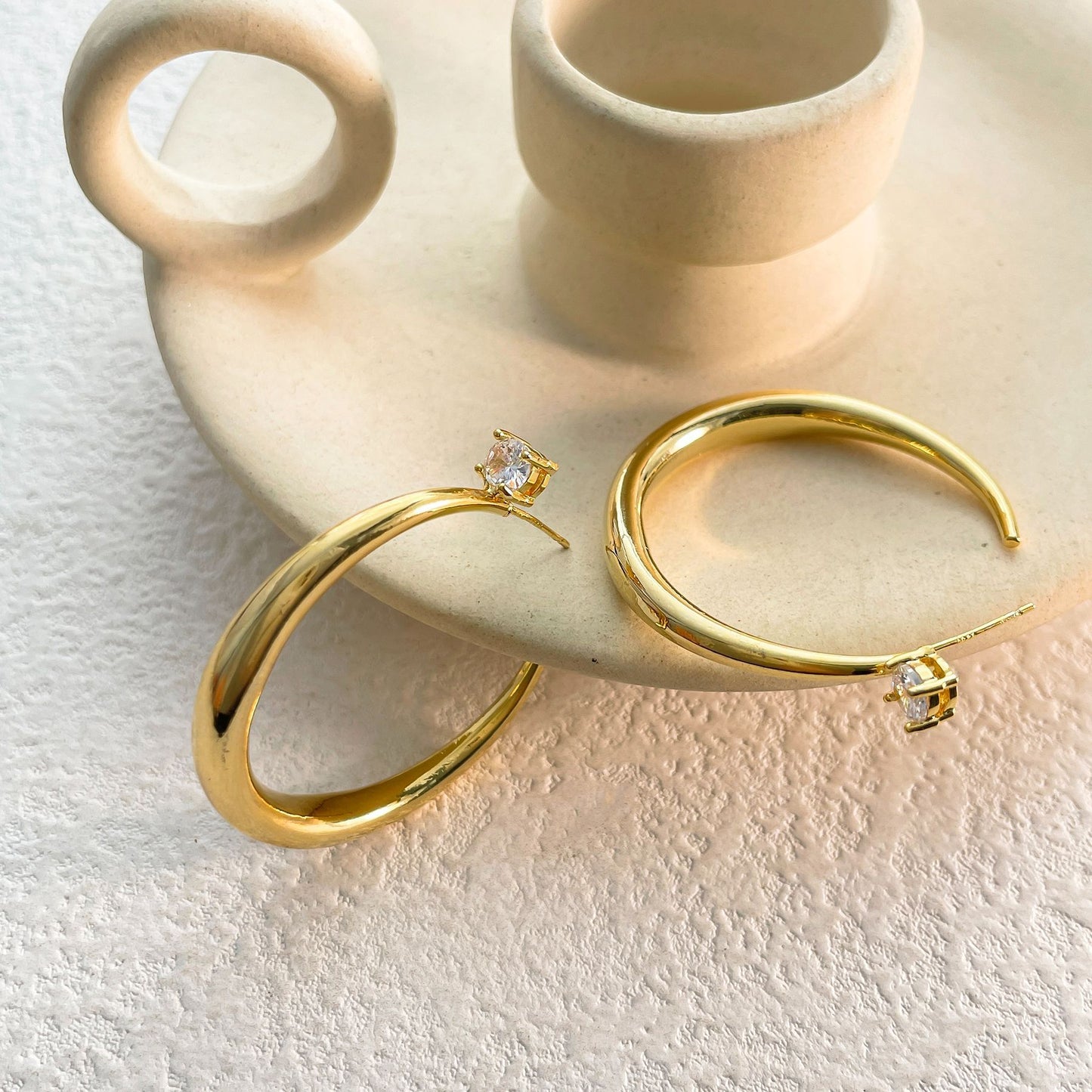 High-grade Zircon Light Luxury Style Large Circle Exaggerated Earrings