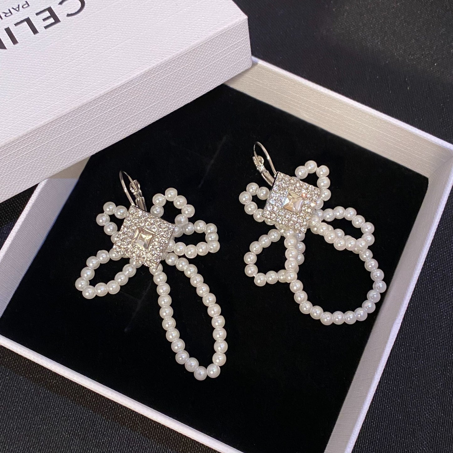 Diamond Butterfly Flower Pearl Graceful Fashionable Long Earrings