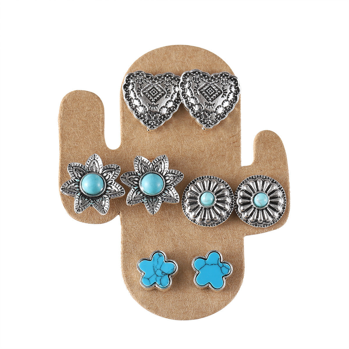 Women's Multiple Options Bohemian Ethnic Turquoise Eardrops Combination Earrings