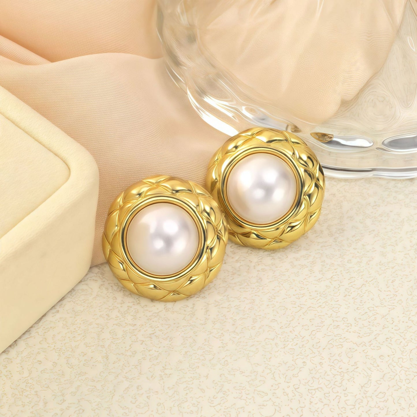 Stainless Steel Geometric Round Ear Light Luxury High-grade Color Stud Earrings