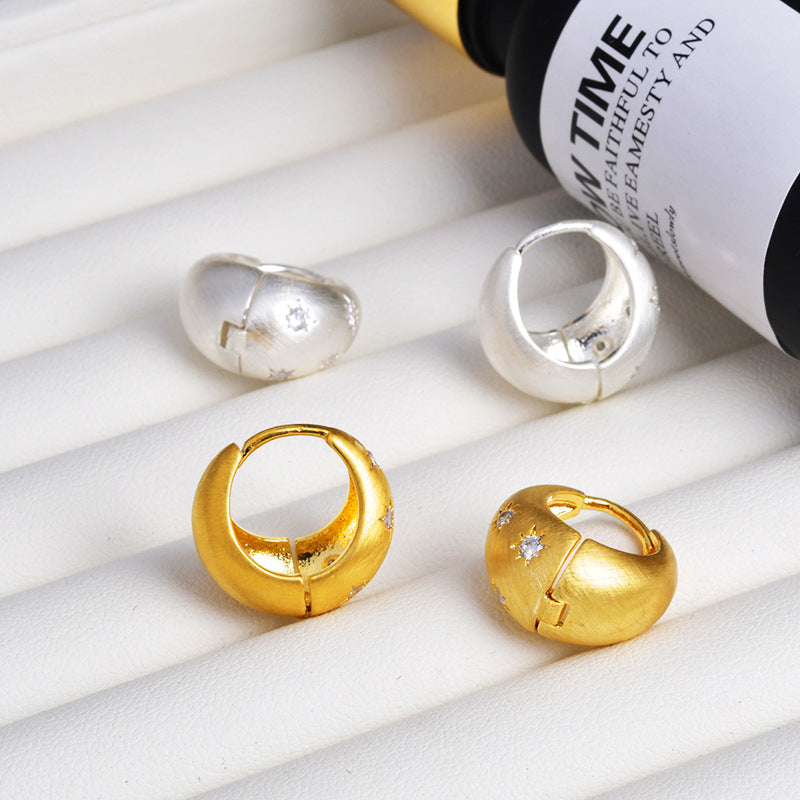 Retro Style Temperament Eight Awn Star Clip Niche High-grade Earrings