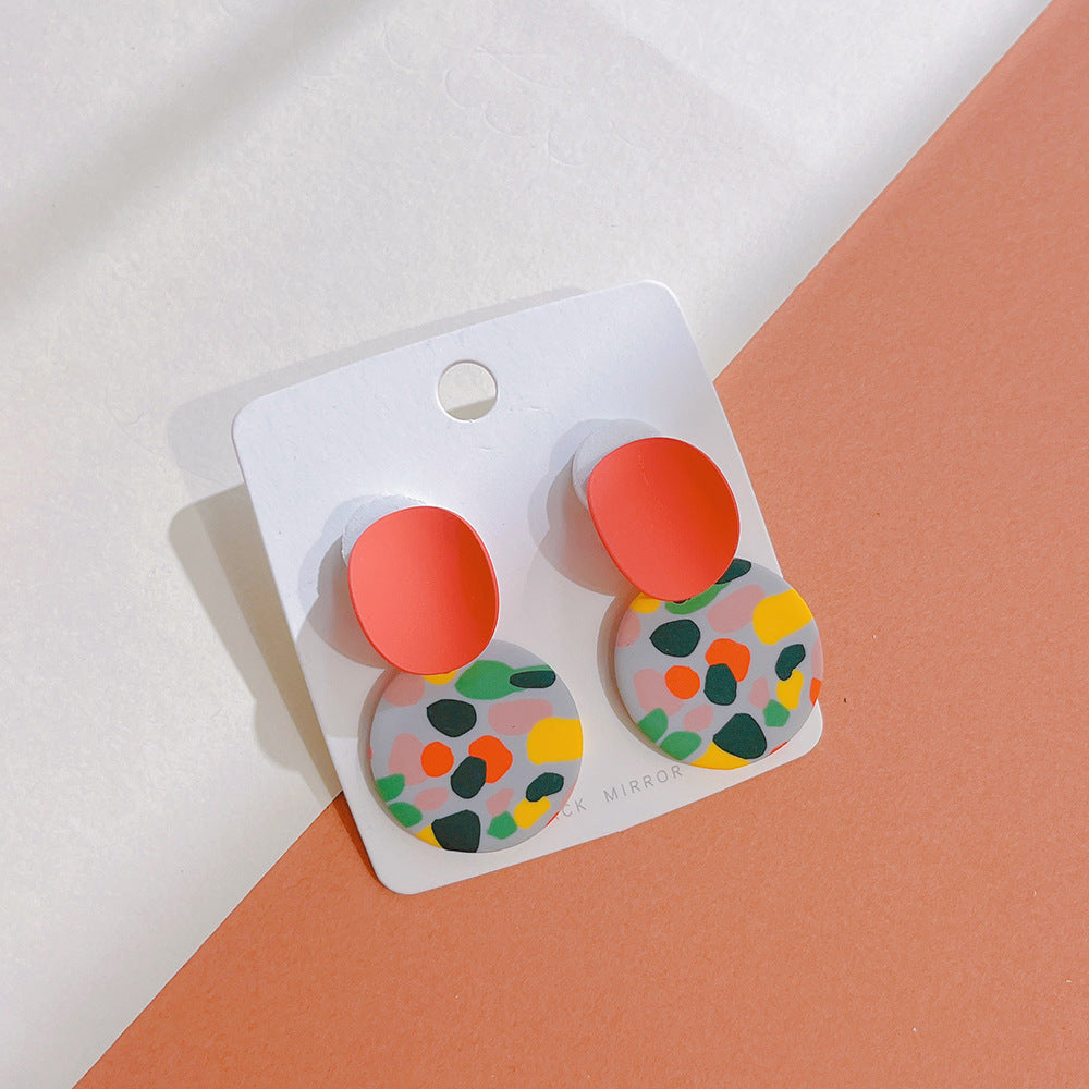 Women's Polymer Clay Small Cute Geometric Pattern Earrings