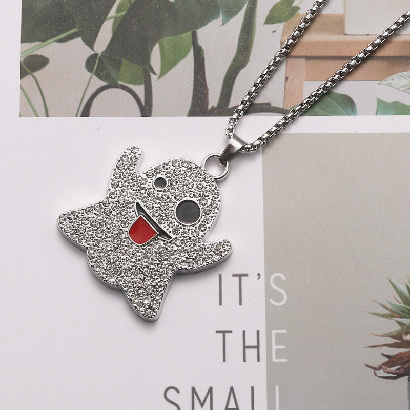 Full Diamond Ghost Face Design Alloy Male Female Personality Necklace