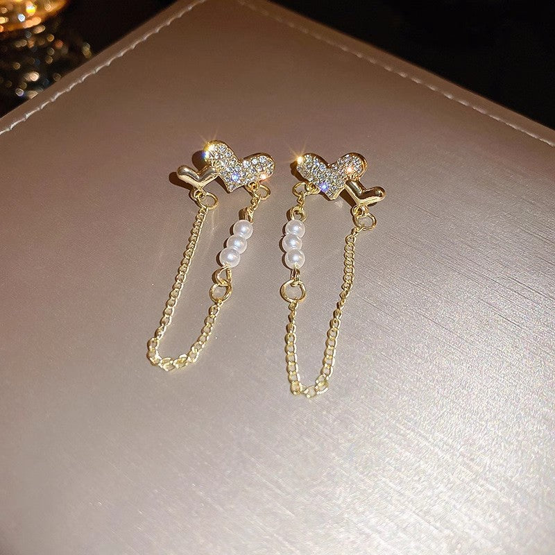 Elegant Zircon Butterfly Tassel Gentle Stylish Personality Stud Earrings