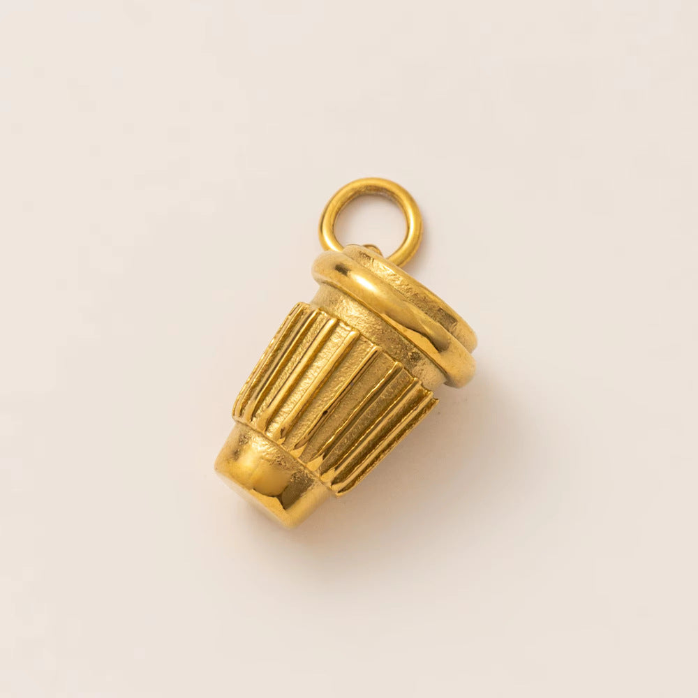 Mushroom Parts Vacuum Plating Gold Color Pendants