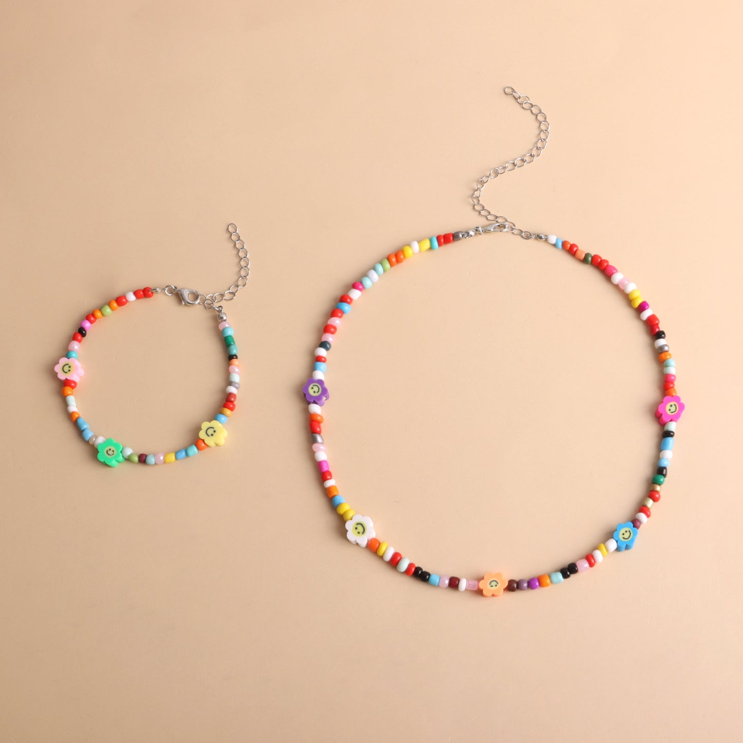 Women's Resin Polymer Clay Smiley Face Bead Fashion Color Necklace