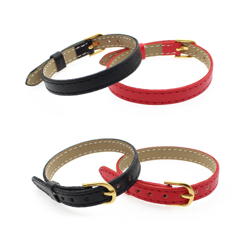 Buckle Imitation Leather Hand Strap Stitching Letter Drop Bracelet