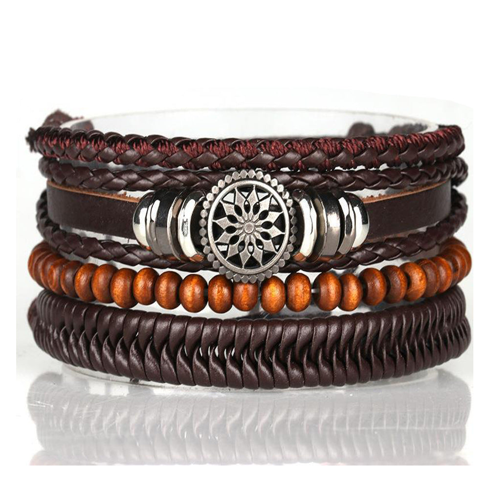 Men's Simple Natural Weaving Leather Combination Carrying Bracelets