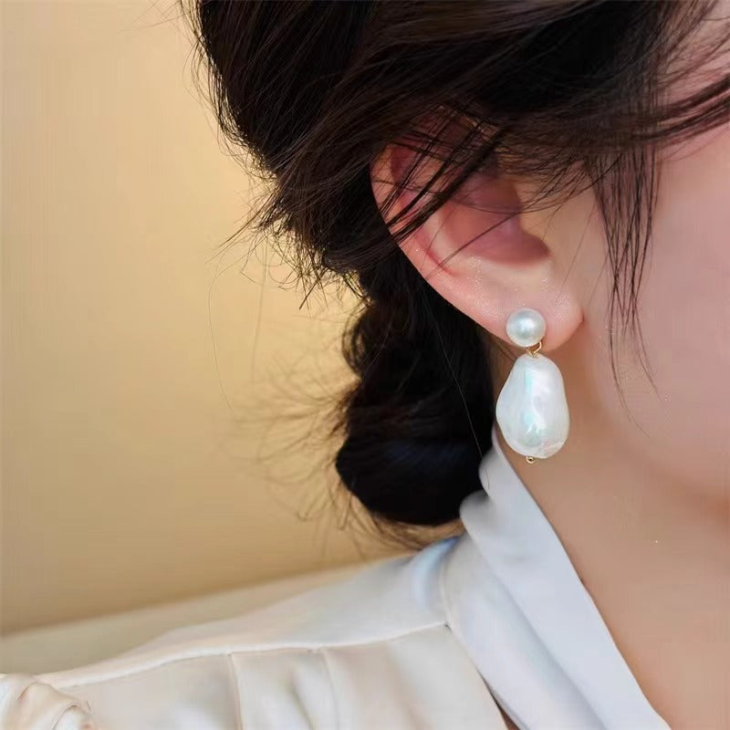 Women's Chinese Style Needle Irregular Imitation Shell Stud Earrings