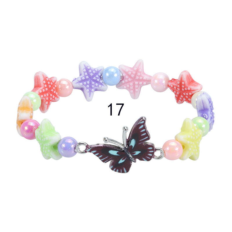 Children's Colorful Beaded Cute Butterfly Kindergarten Birthday Bracelets