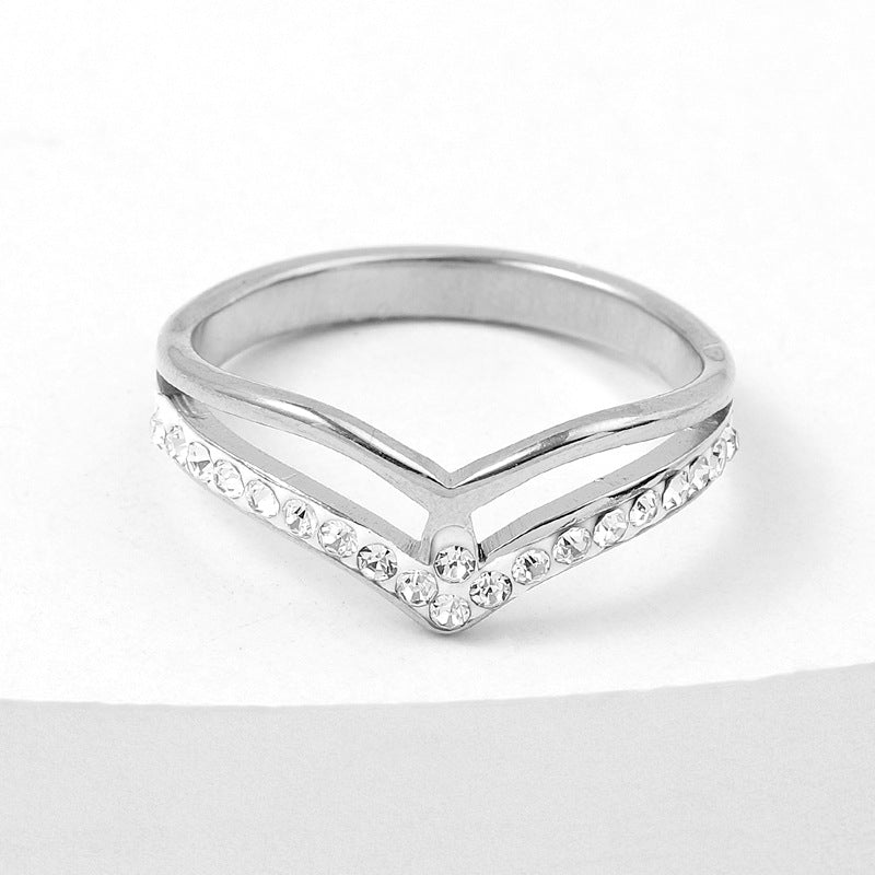 Korean Style Stainless Steel Ornament Irregular Gold Rings