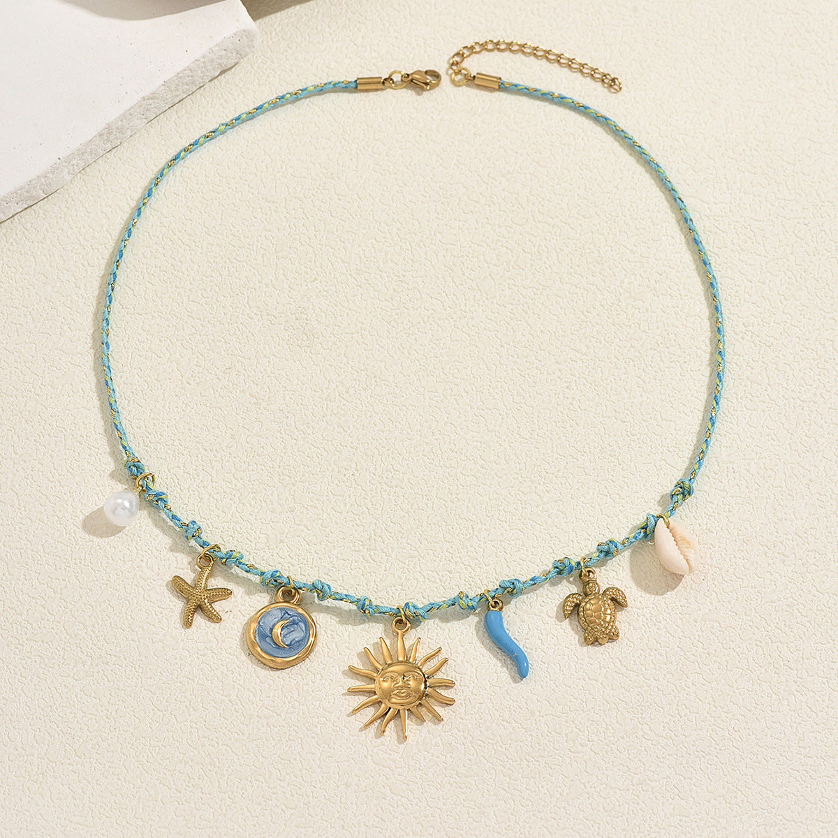 Women's Shell Oil Dripping Design Woven Clavicle Necklace