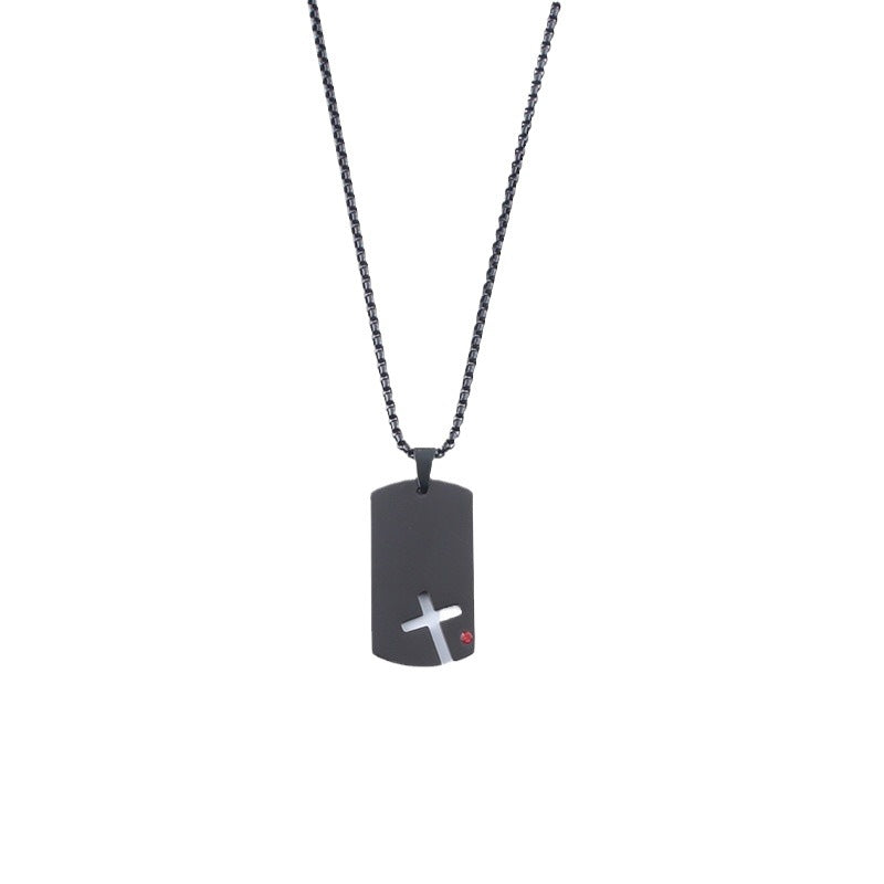 Men's & Women's Personalized Simple Dog Tag Hollow Cross Pendants