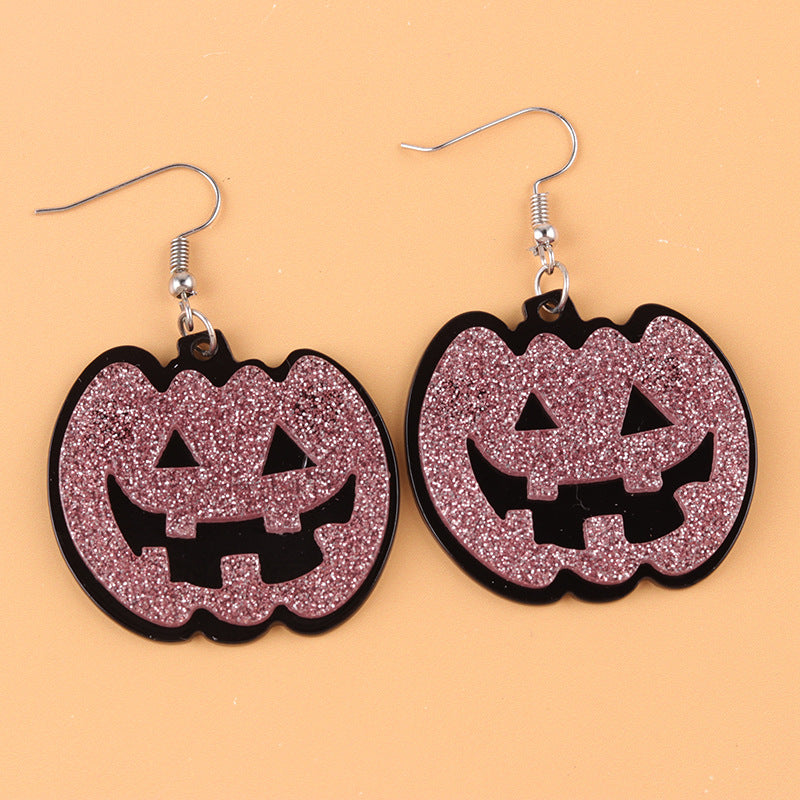 Halloween Design Sense Grimace Pumpkin Acrylic Creative Funny Earrings