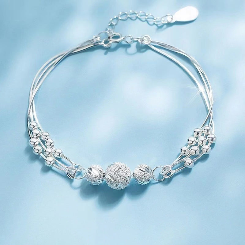 Women's Sier Electroplated Lucky Beads Birthday Gift For Bracelet