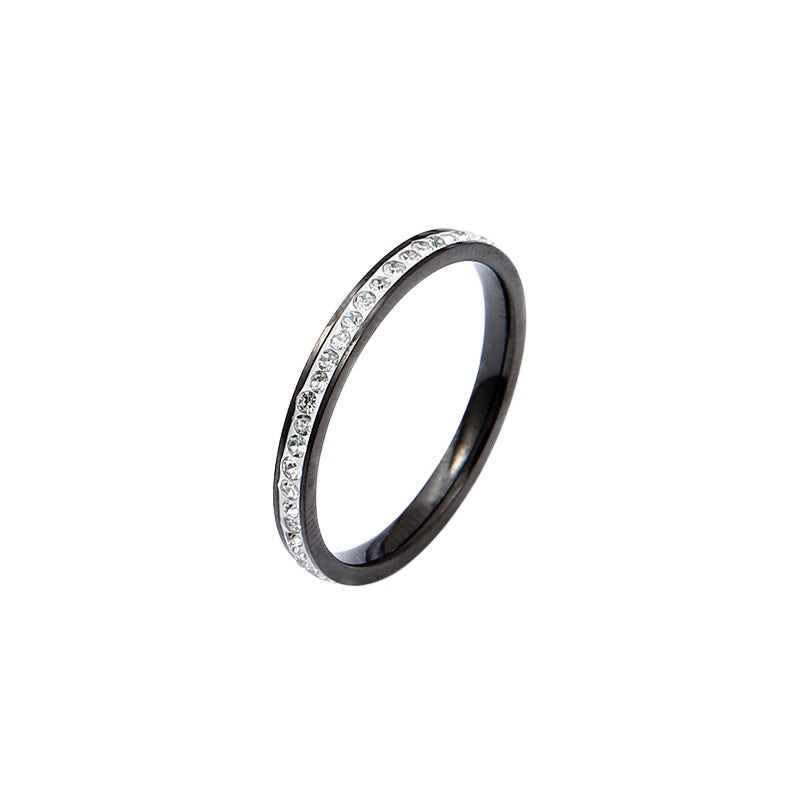 Women's Thin Single-row Diamond Titanium Steel High-grade Full Rings