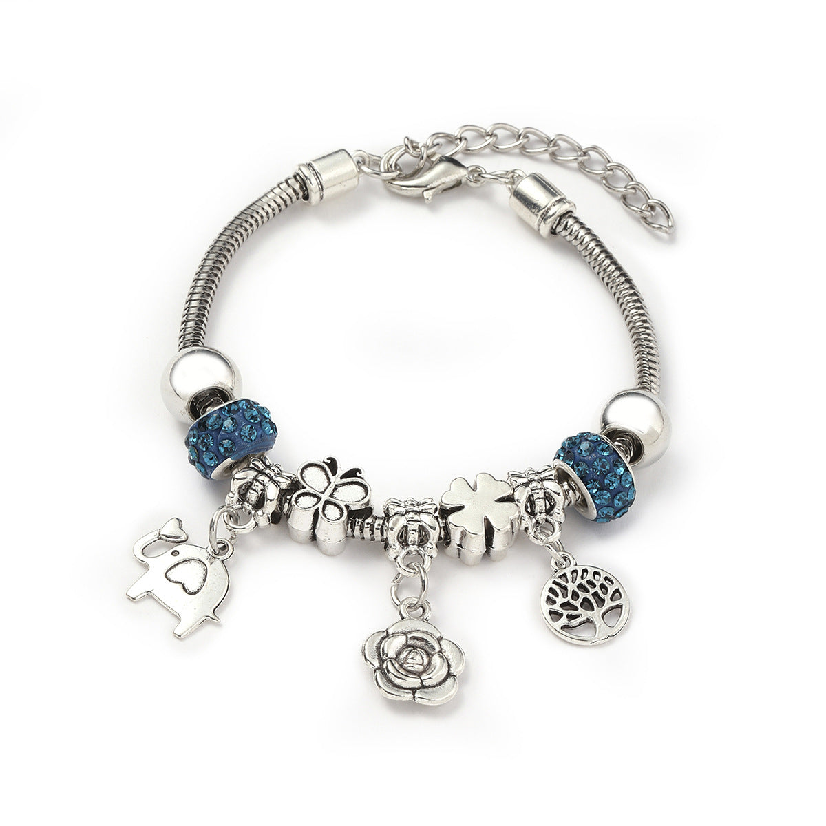 Glass Bead Small Elephant Lucky Tree Retro Transparent Bracelet