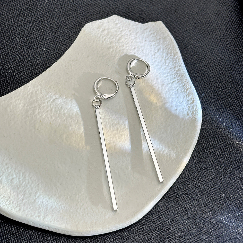 Korean Style Simple Geometric Lines Clip Daily Commuter Long Earrings