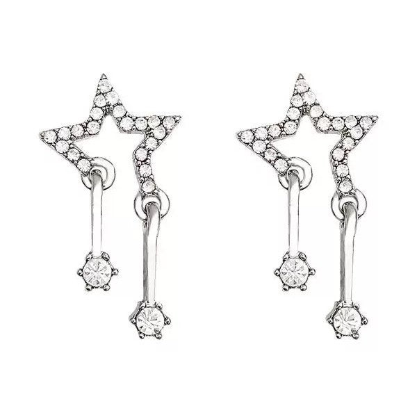 Women's Cardiac Double Flow Hollow Stars Rhinestone Earrings