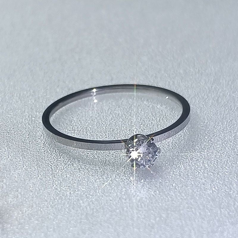 Women's Zircon Fine Titanium Steel Tail Style Diamond Ring