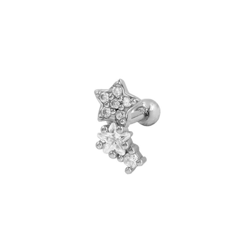 Three-dimensional Moon Ear Bone Nail Bow Stud Earrings