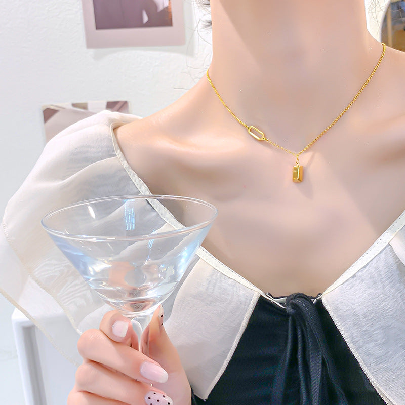 Women's Rich Titanium Steel Light Luxury Stitching Clavicle Necklaces